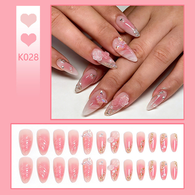 Artful Nail Tips with Romantic Floral Design Bowlift