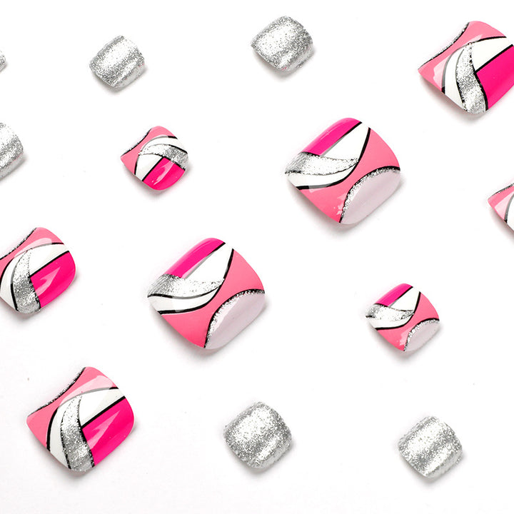 Artful toenail art with colorful geometric designs Bowlift