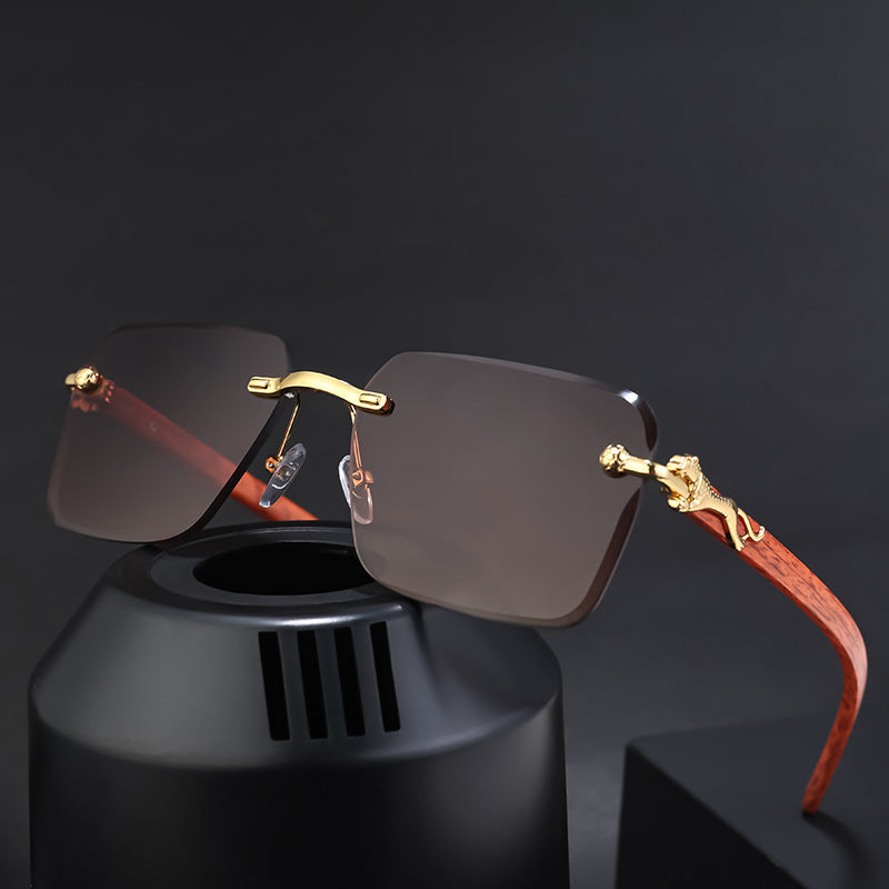 Women’s Fashion Square Sunglasses with Elegant Wooden Arms Bowlift