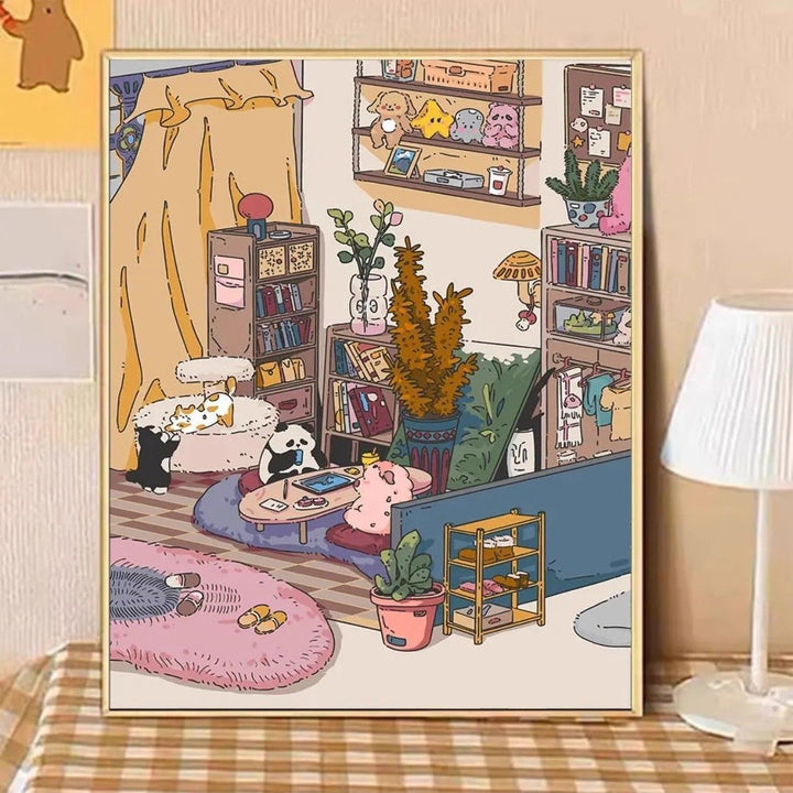 Cozy Home Illustration Canvas Art Bowlift