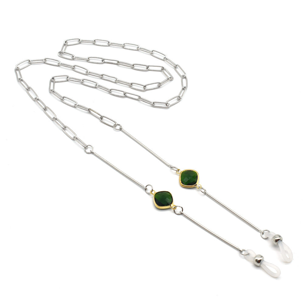 Fashionable glasses holder chain with colorful crystal pendants Bowlift