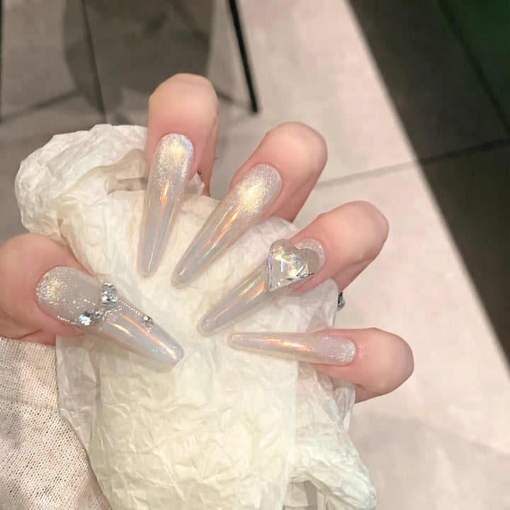 Stiletto Press-On Nail Extensions with Crystal Accents Bowlift
