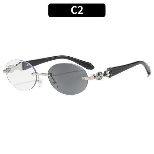 Artistic Dual-Lens Oval Sunglasses