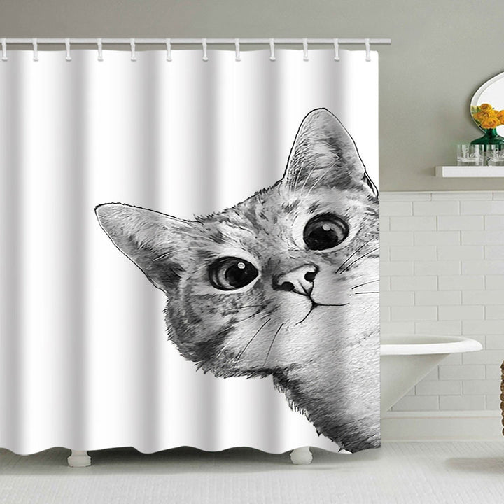 Artistic Dog Illustration Shower Curtain Bowlift