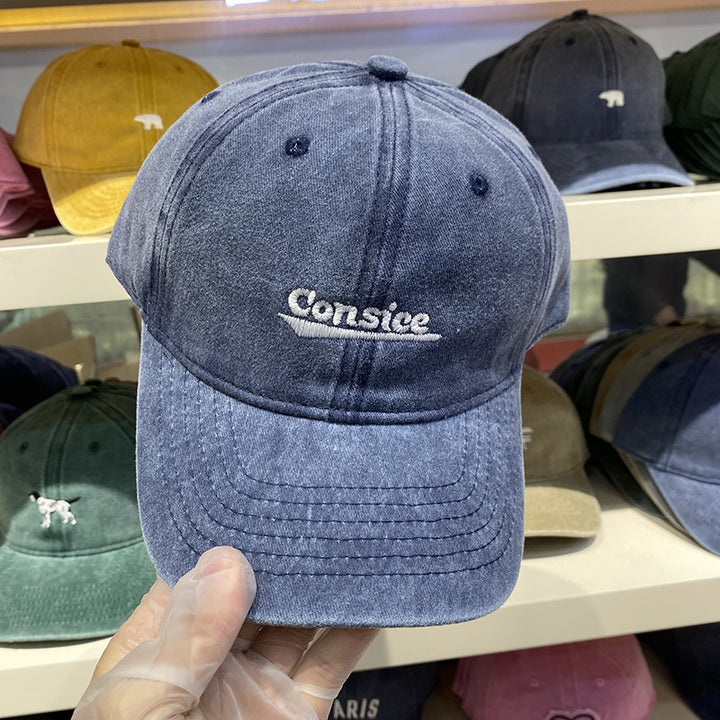 Men's Distressed Adjustable Denim Baseball Cap Bowlift