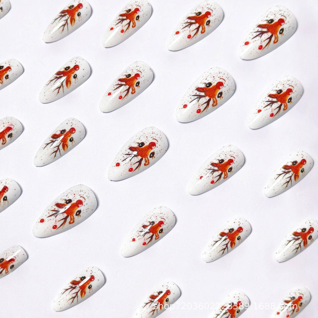 Artifical nails with Festive Reindeer Motif Bowlift