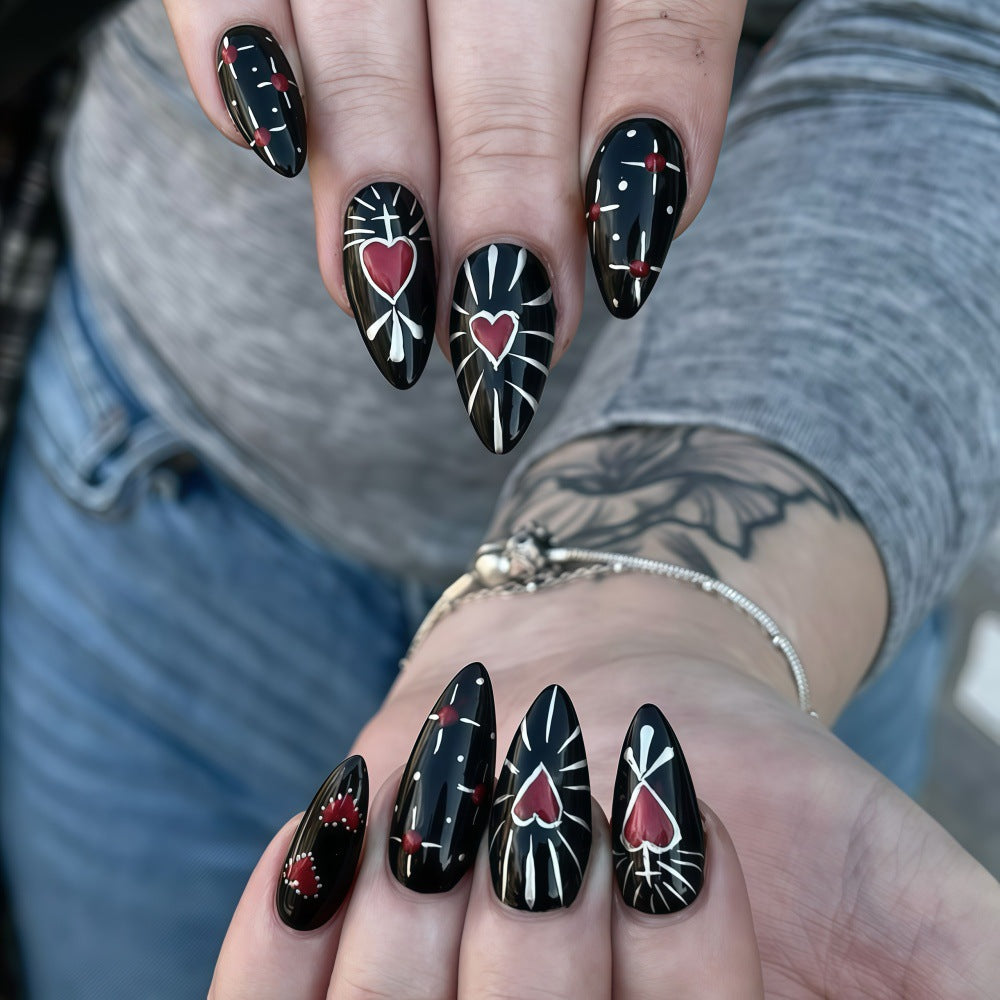 Artistic Heart Motif Art Nails Bowlift