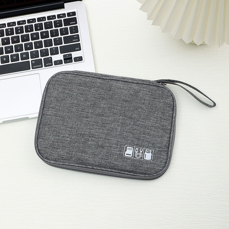 Padded Travel Electronics Organizer Pouch with Elastic Cable Loops & Mesh Pocket Bowlift