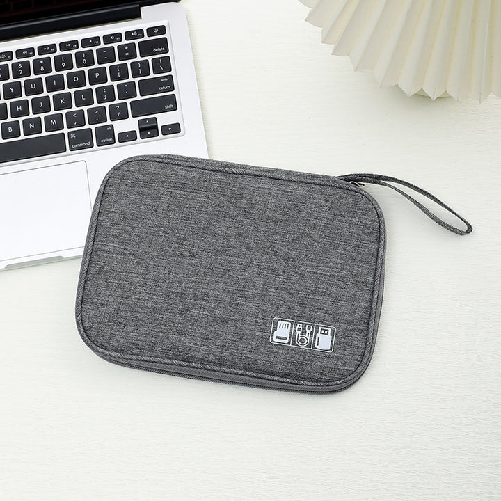 Padded Travel Electronics Organizer Pouch with Elastic Cable Loops & Mesh Pocket Bowlift