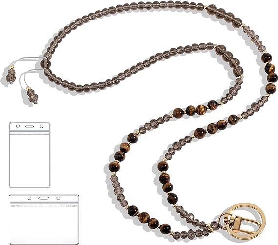 Beaded Lanyard with Retractable ID Holder Bowlift