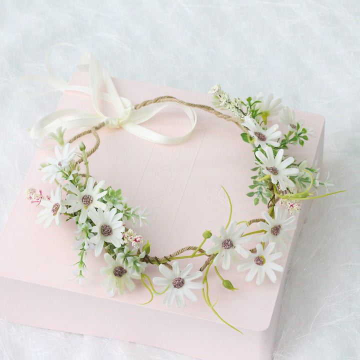 Handmade Romantic Artificial Flower Crown Headband for Bridal and Festival Bowlift