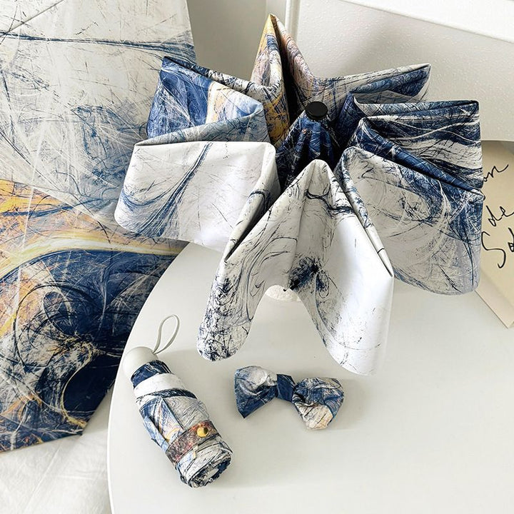 Ladies Folding Umbrella with Artistic Design and Automatic Opening Mechanism Bowlift