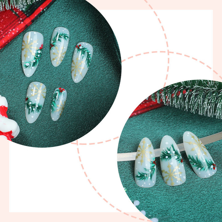 Artificial nail set with festive winter design Bowlift