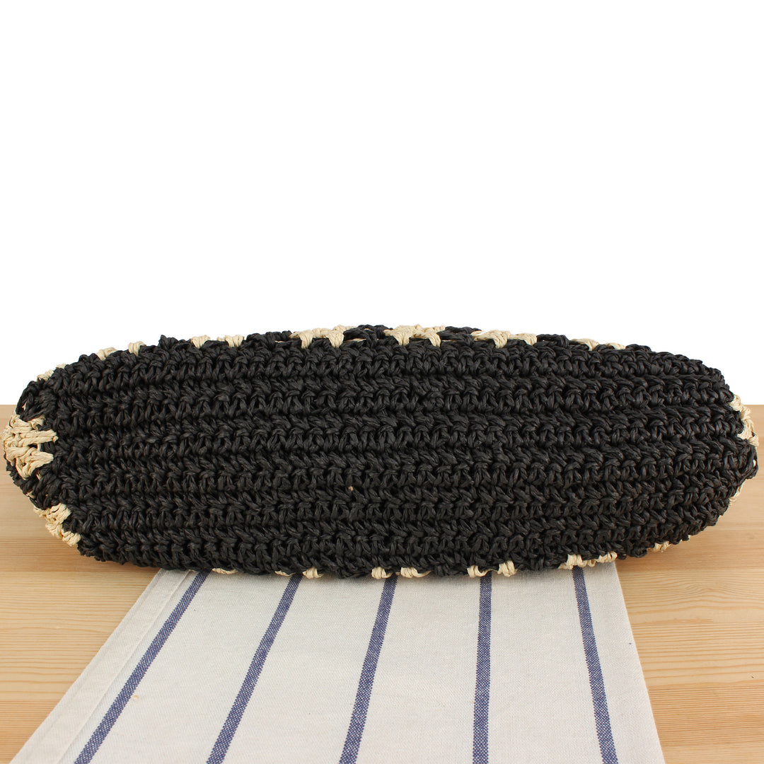 Tote bag with modern striped pattern made of woven natural material Bowlift