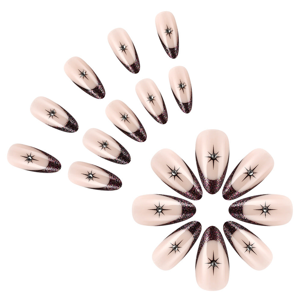 Glamorous Star-Embellished French Tip Nail Art Bowlift