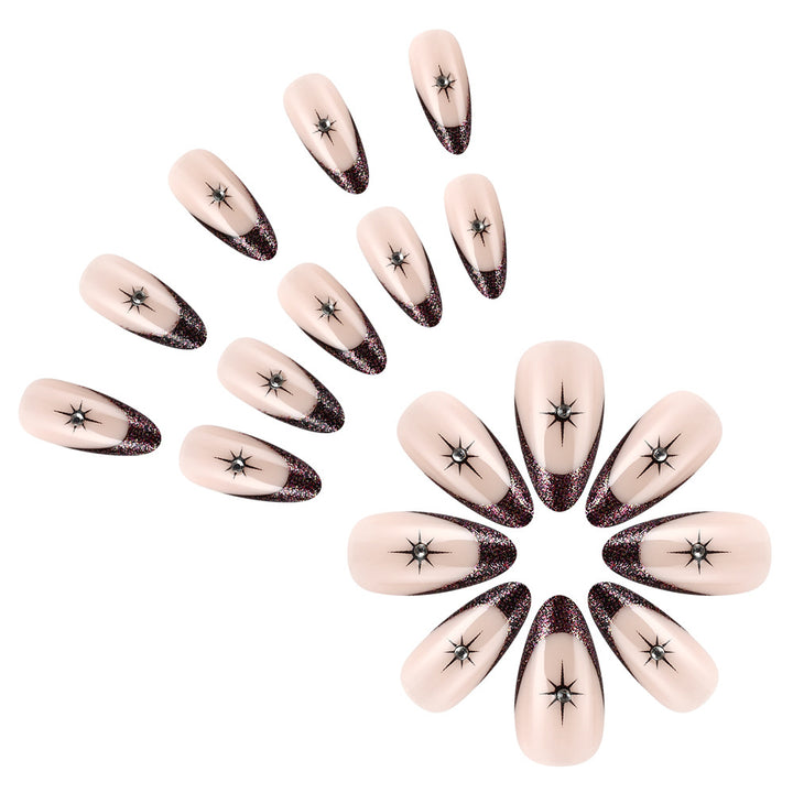 Glamorous Star-Embellished French Tip Nail Art Bowlift