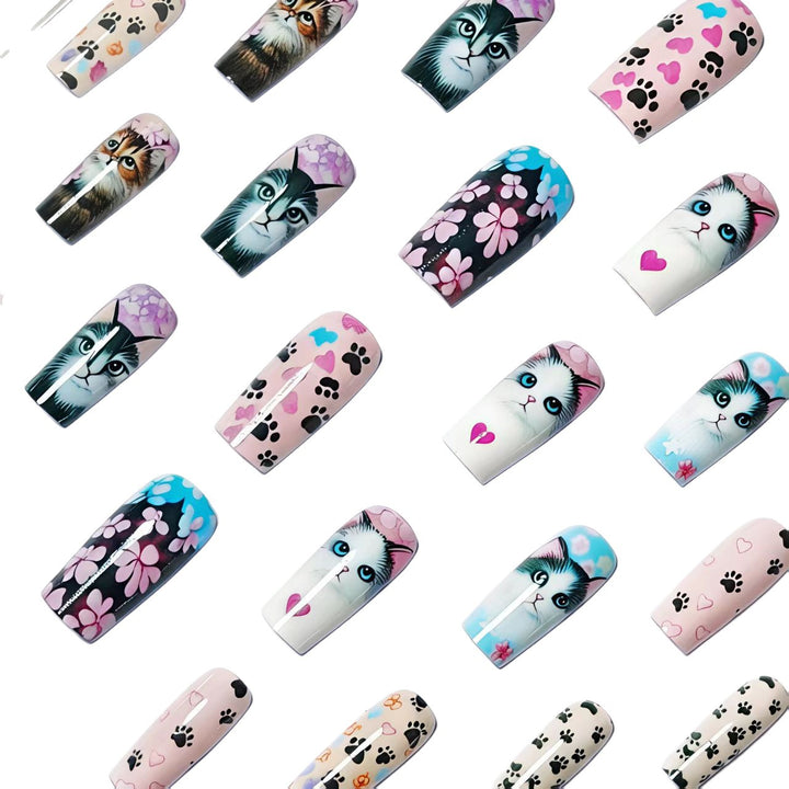 Artistic Cat-Themed Nail Art Bowlift