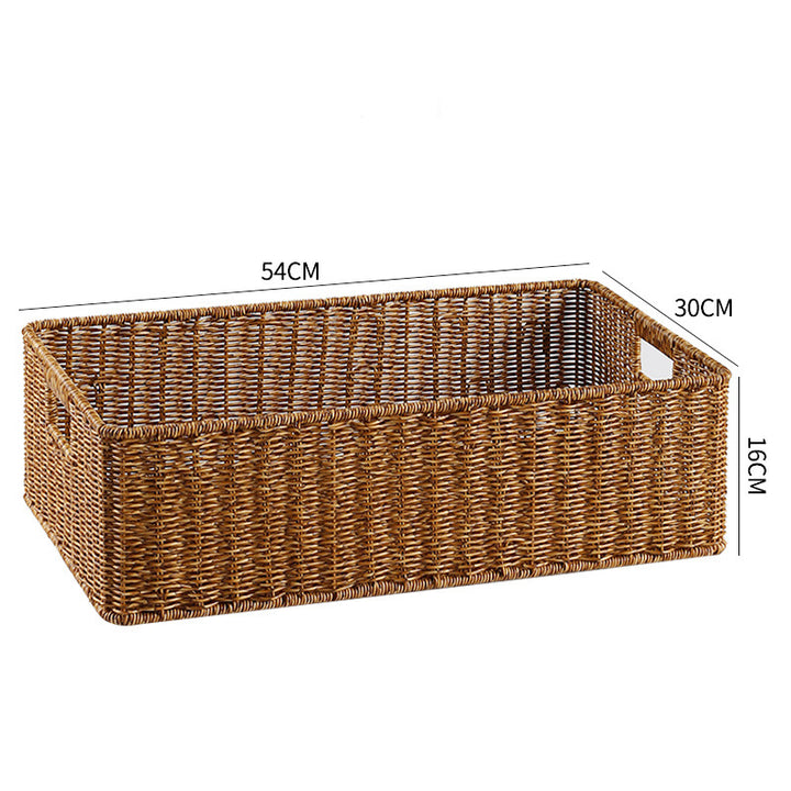 Handwoven Storage Basket with Cutout Handles Bowlift