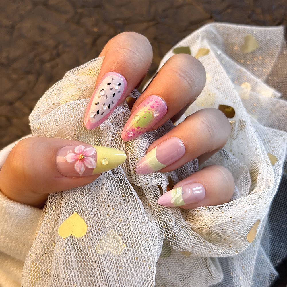 Artistic Floral-Patterned Press-On Nail Set Bowlift