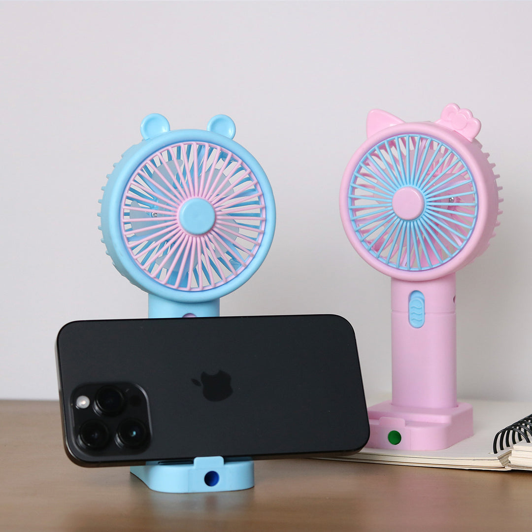 Unisex Portable Handheld Fan with Creative Cat Ears Design Bowlift