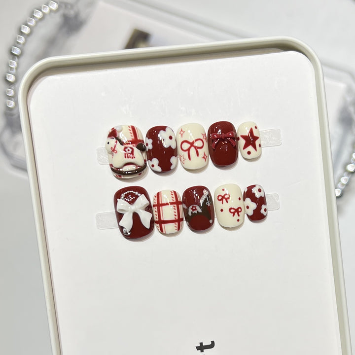 Decorative Press-On Nail Art Set with Unique Patterns Bowlift