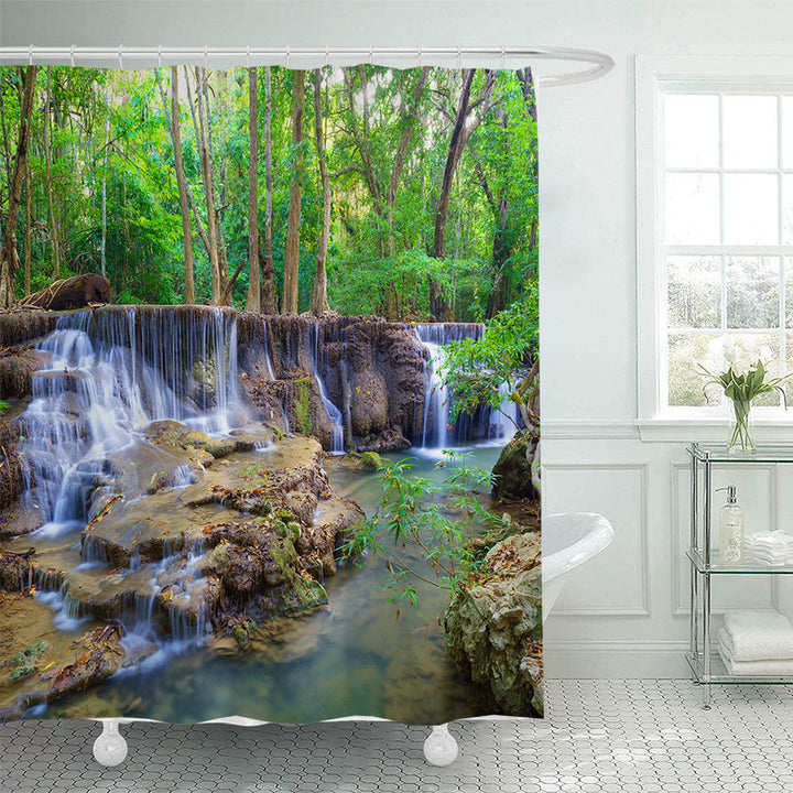 Scenic Waterfall Print Shower Curtain Bowlift