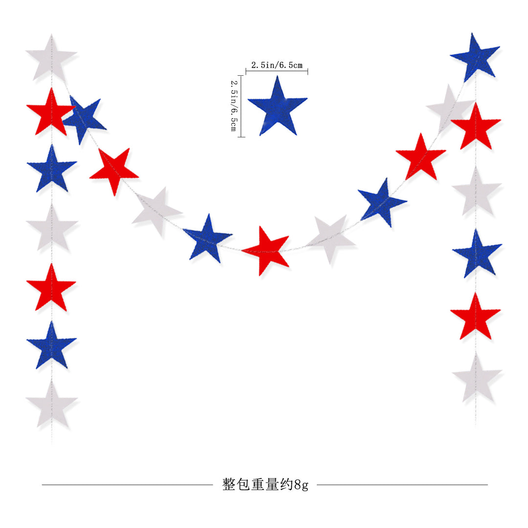 Unisex decorative pennant chain made of weatherproof polyester with star-and-stripe motif and robust attachment tape Bowlift