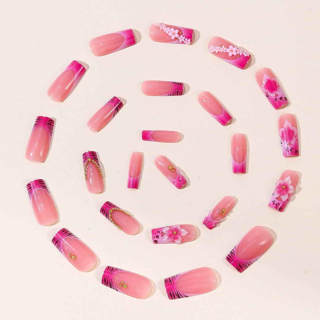 Floral Embellished Gel Nail Art Extensions Bowlift