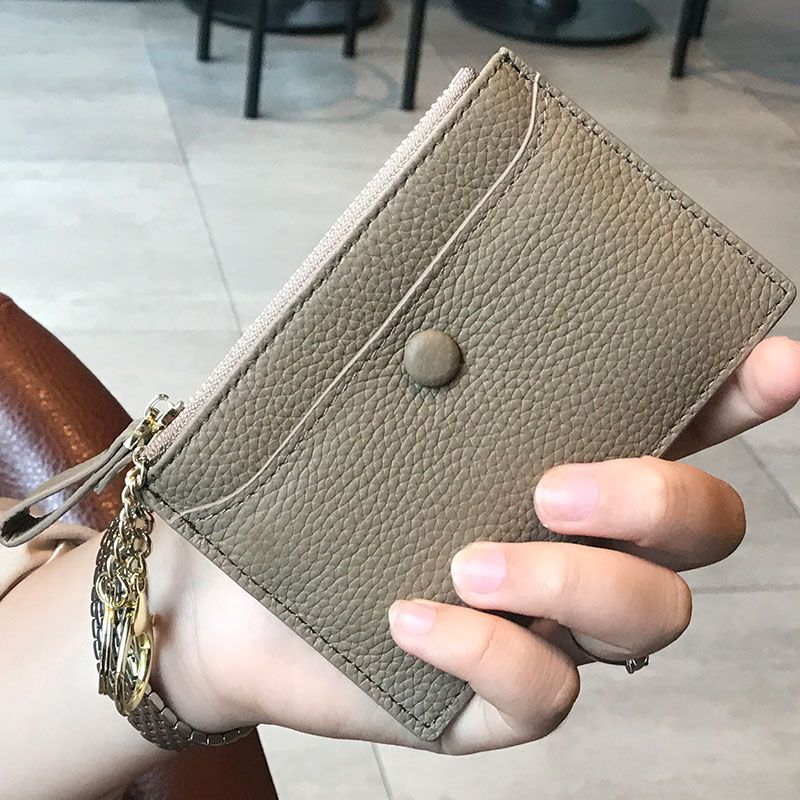 Textured  Leather Zip Card Holder Bowlift