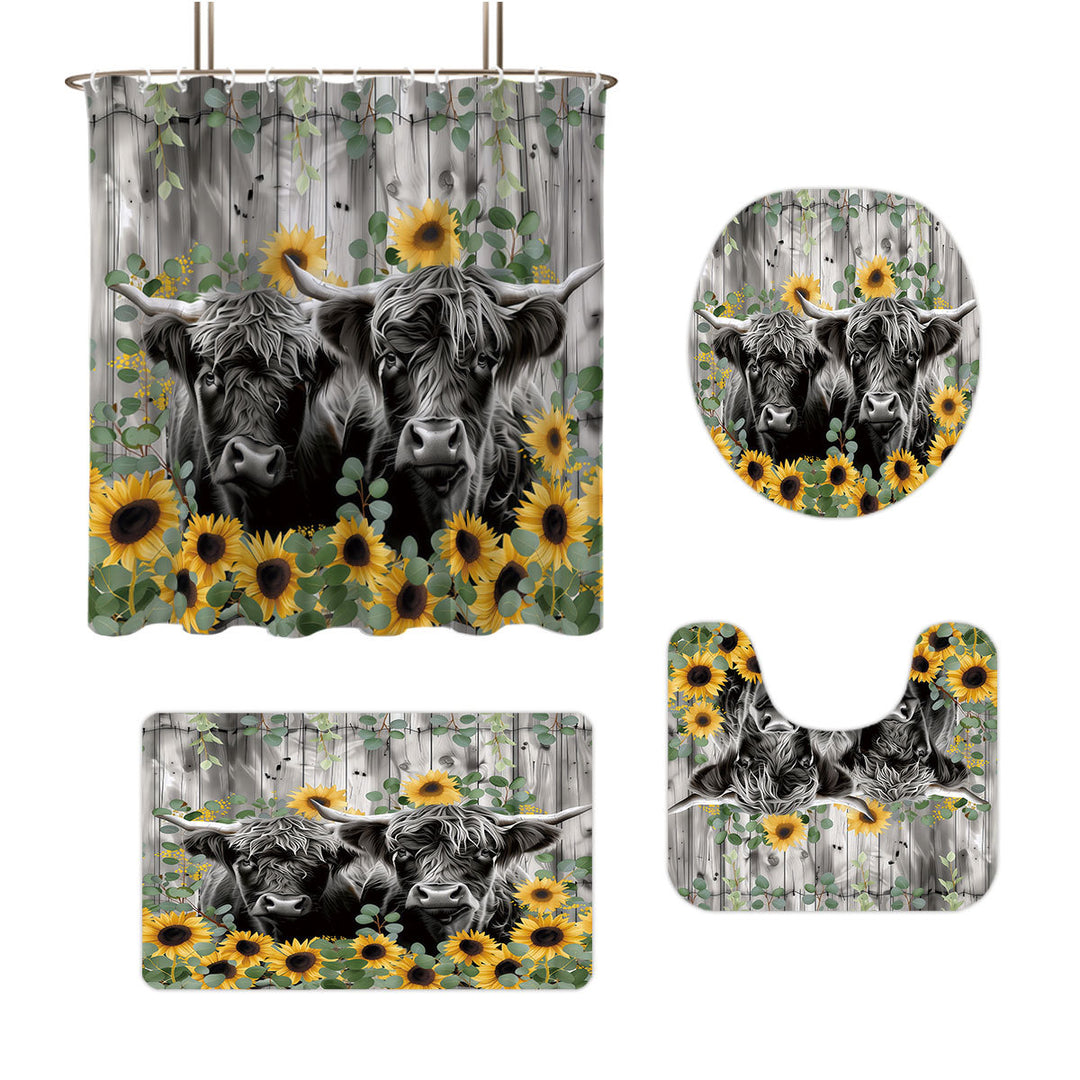 Digital Floral Print Bathroom Set Bowlift