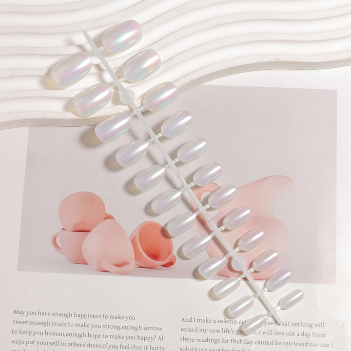 Iridescent Almond-Shaped Press-On Nails Bowlift