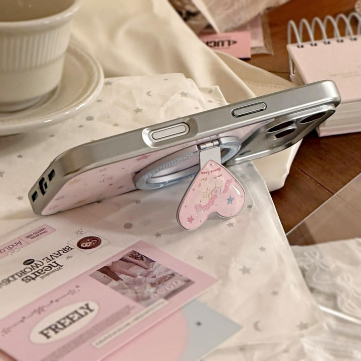 Hand mirror in heart-shaped design with unicorn motif Bowlift