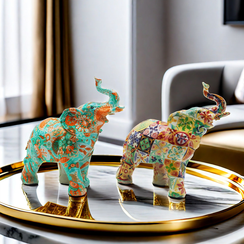 Colorful Elephants Figurine Bowlift