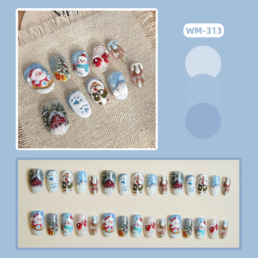 Artistic Press-On Nail Set Bowlift