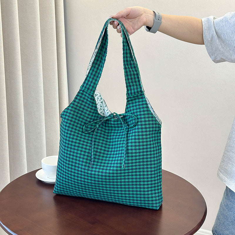 Stylish Checkered Shopping Tote Bag Bowlift