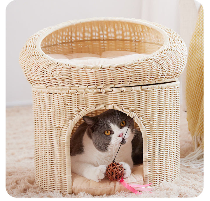 Cozy cat basket with play ball Bowlift