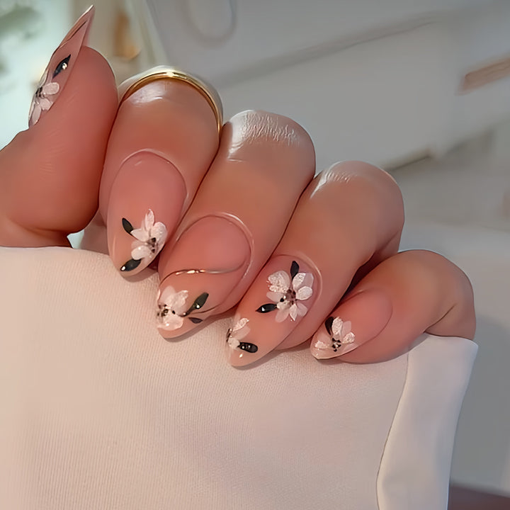 Artistic Floral Press-On Nail Enhancements Bowlift 1787913849