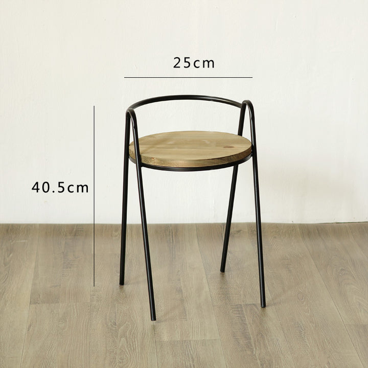 Modern stool with wooden seat and metal frame Bowlift