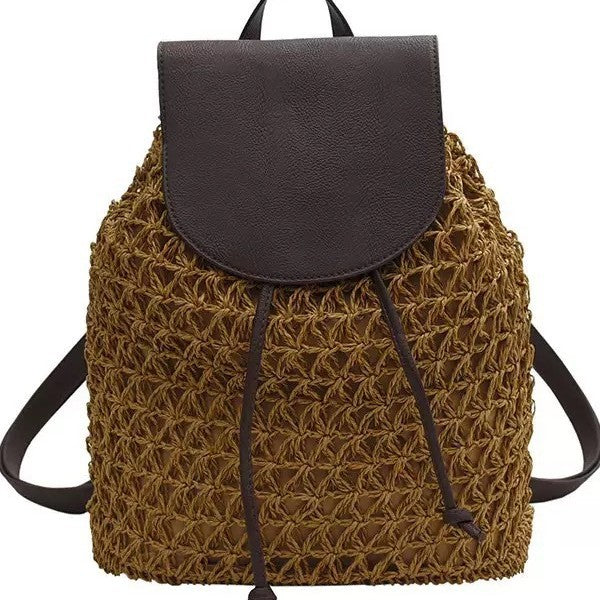Braided shoulder bag with leather flap Bowlift