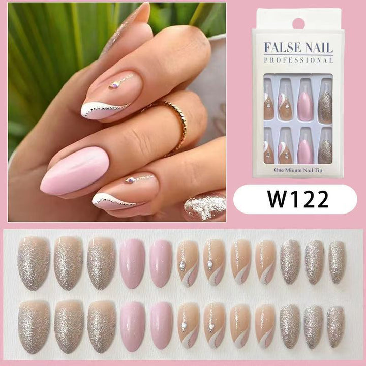 Elegant Artificial Nail Tips with Glitter Accents Bowlift