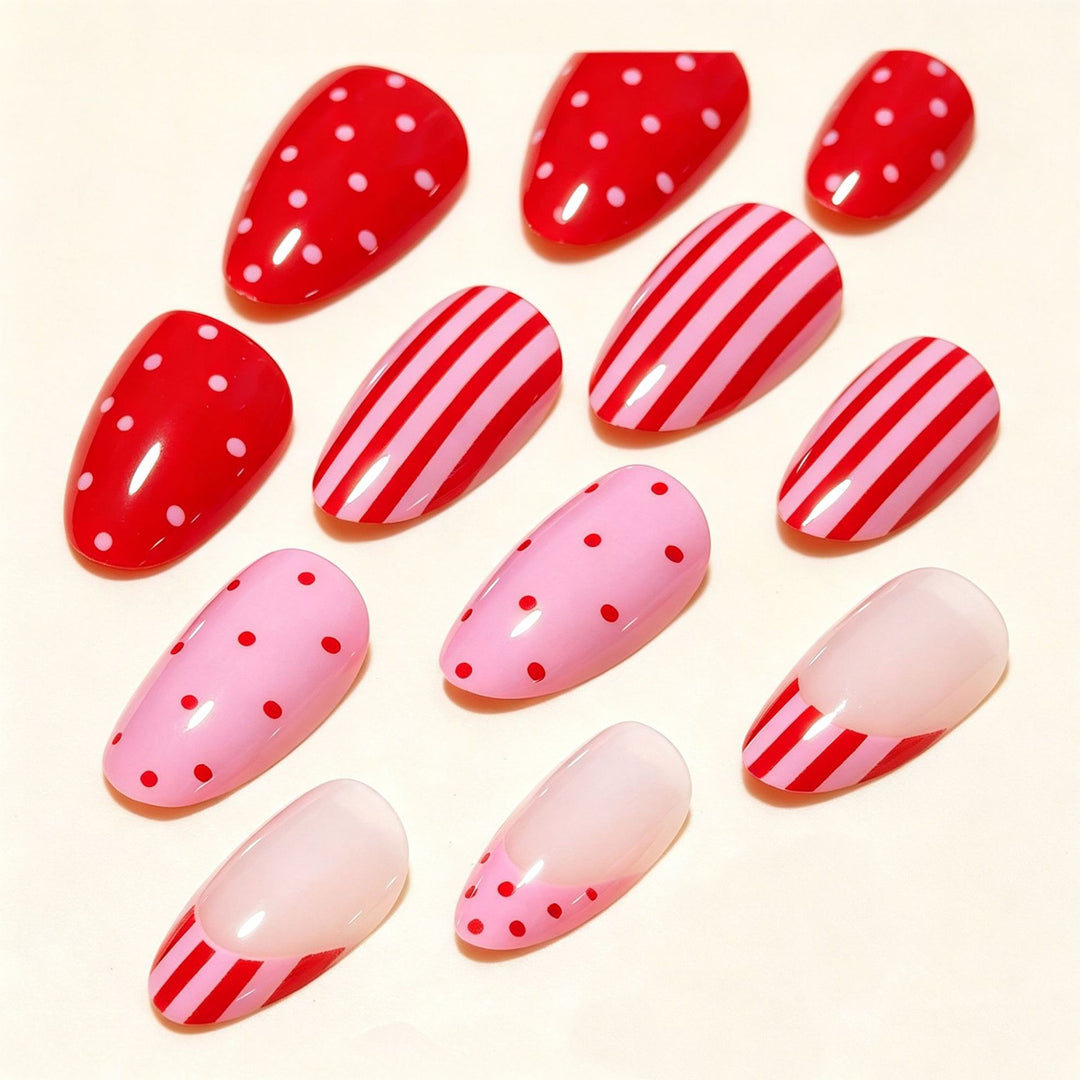 Artistic Nail Design with Heart and Stripes Bowlift