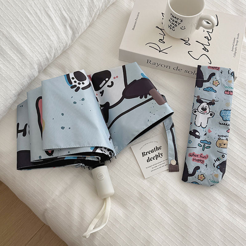 Women Folding Umbrella with Cute Animal Designs and Practical Carrying Case Bowlift