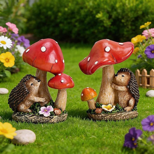 Cute decorative figure with hedgehog and fly agarics Bowlift