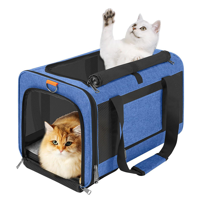 Portable Pet Travel Bag with Breathable Mesh Bowlift