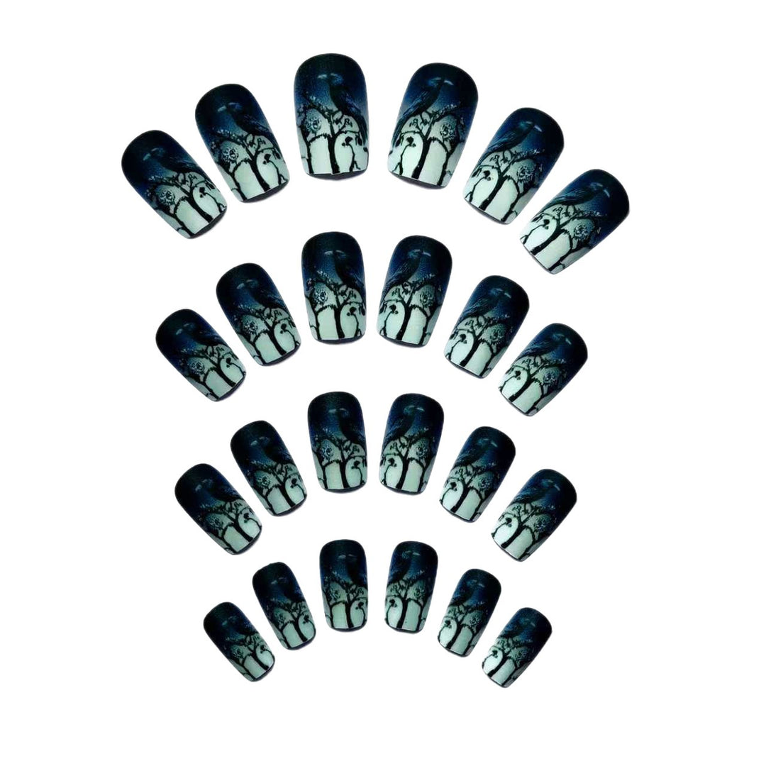 Creative skull and crow design artificial nails Bowlift