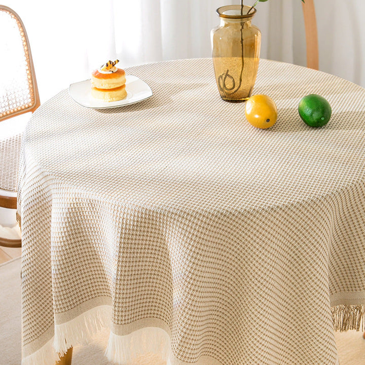 BowLift | Waffle Modern Tablecloth, Knitted Fabric Lace Coffee Cloth, Round Tablecloth, Rectangular Tablecloth