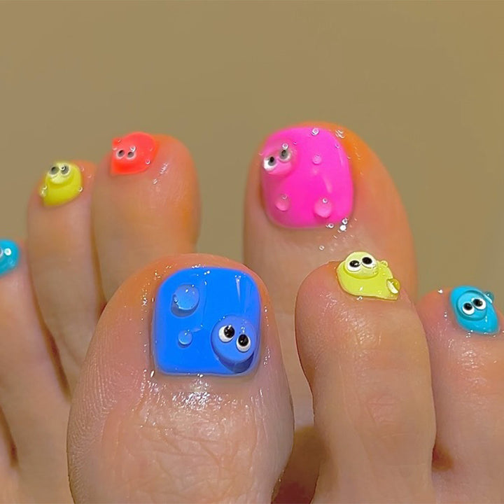 Nail art with colorful cartoon designs Bowlift