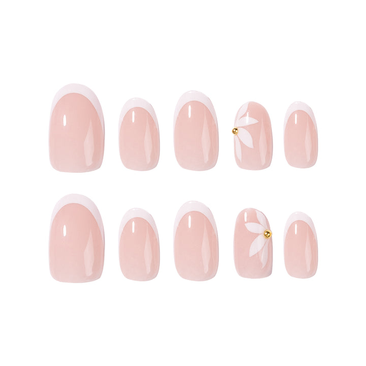 Artful French nails with delicate flowers and glitter accents Bowlift