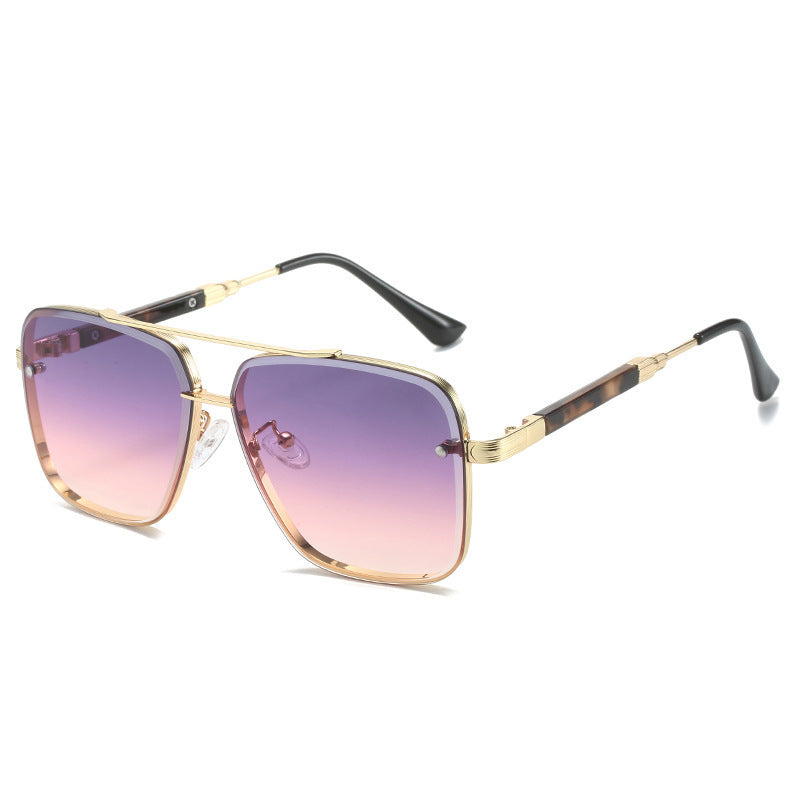 Women Geometric Oversize Sunglasses with Filigree Metal Frame Bowlift