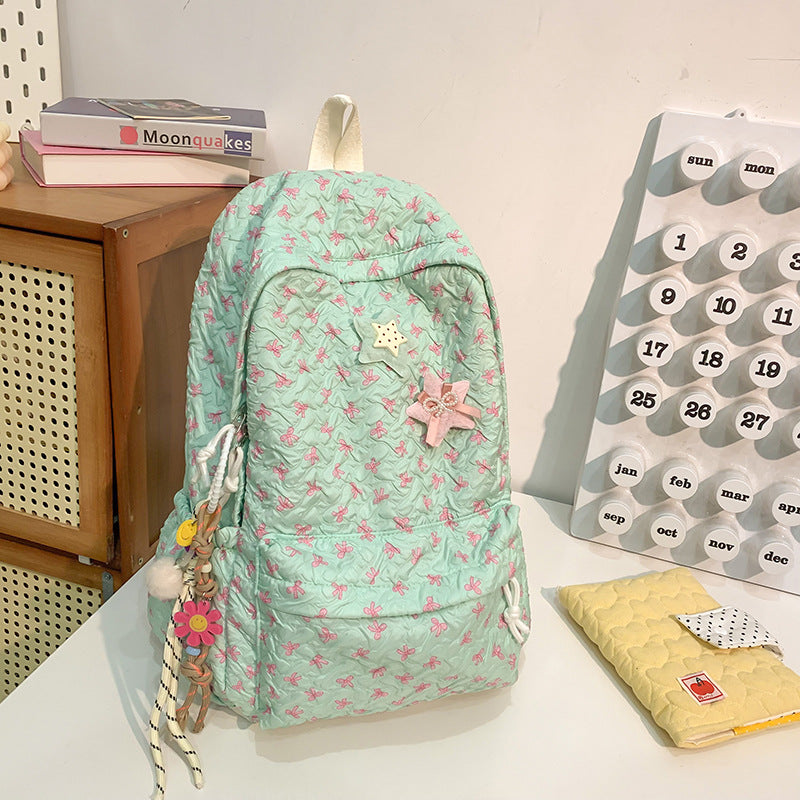 Quilted Floral Design Backpack
